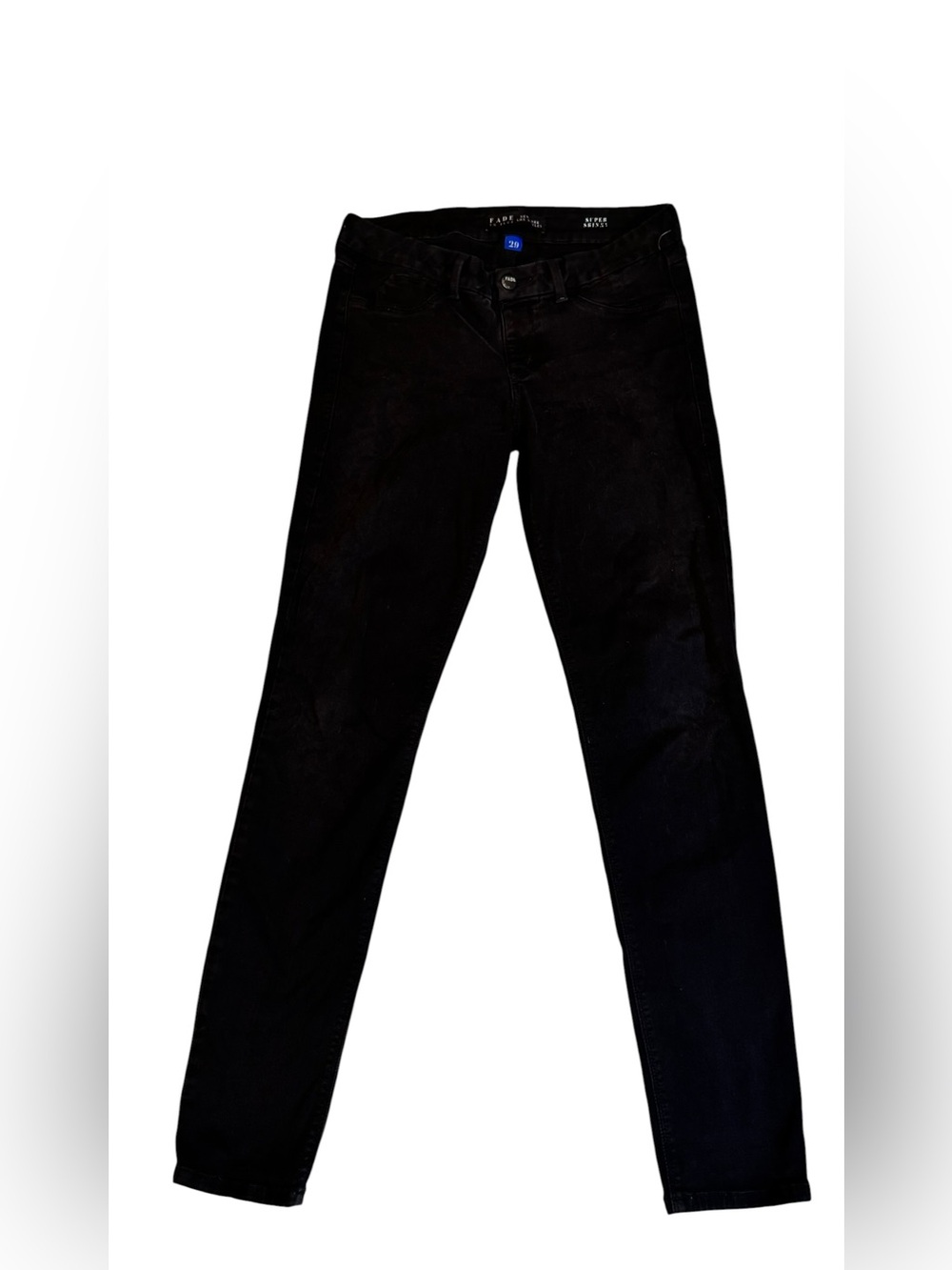 Fade to blue soft cotton/spandex black skinny jeans. Mid rise. Size 29.